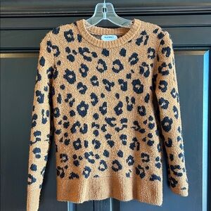 Old Navy Women's Tan and Black Leopard Print Sweater• S